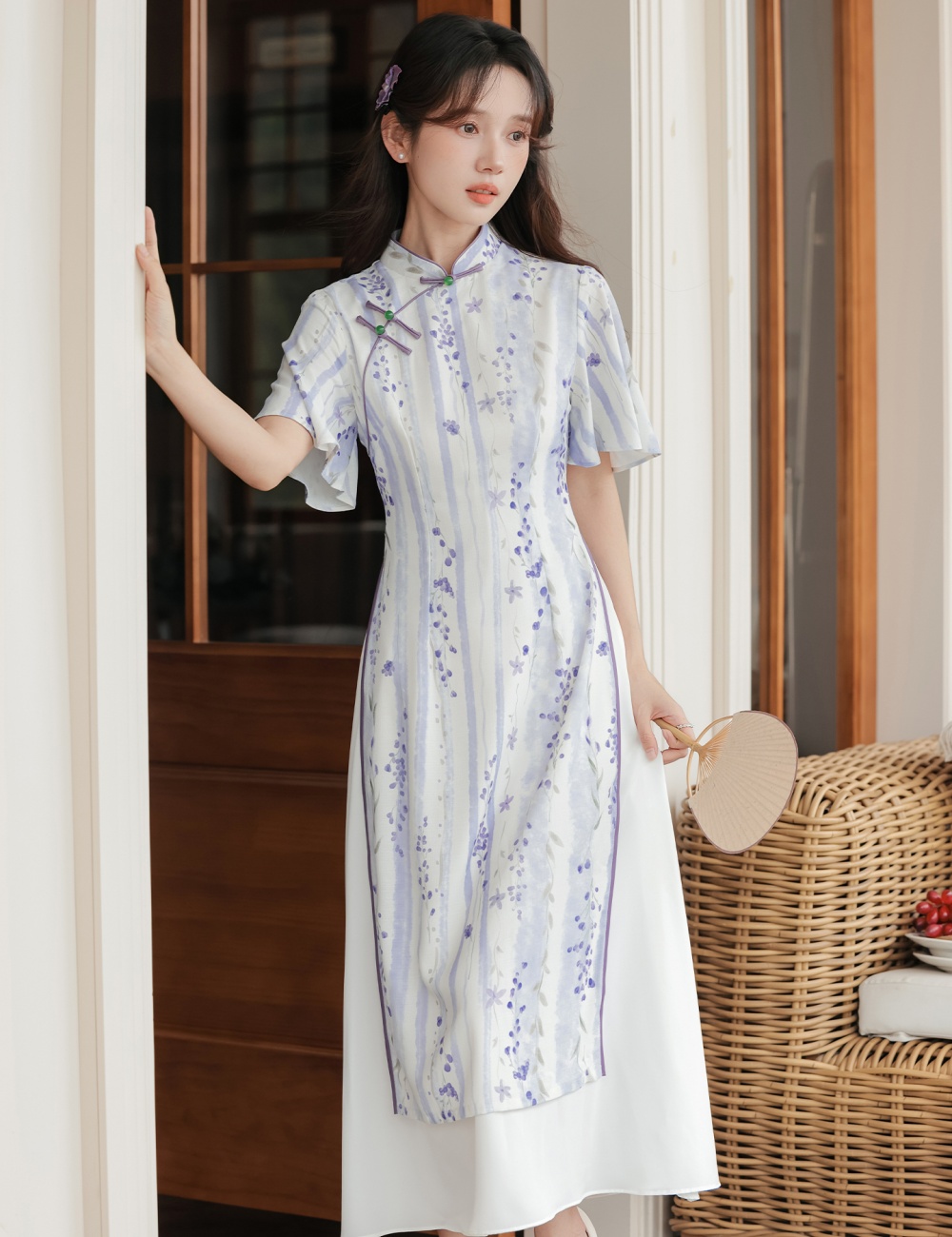 Purple maiden dress Chinese style cheongsam