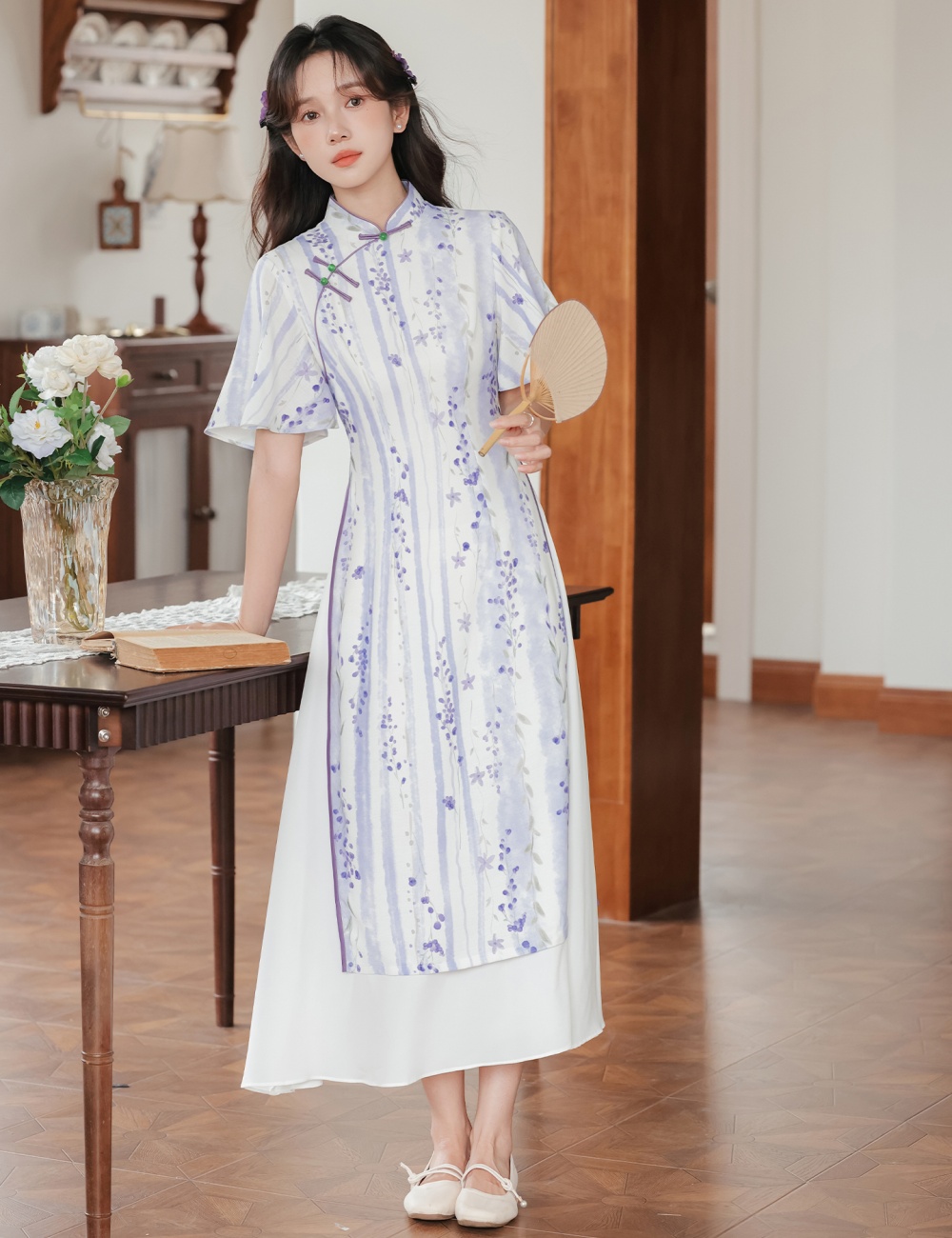 Purple maiden dress Chinese style cheongsam