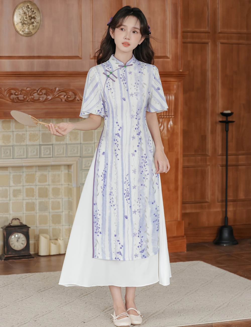 Purple maiden dress Chinese style cheongsam