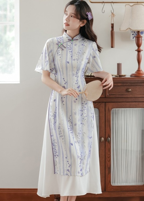 Purple maiden dress Chinese style cheongsam