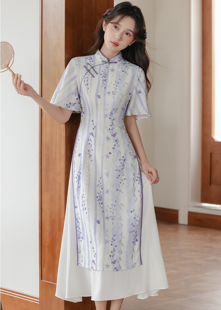 Purple maiden dress Chinese style cheongsam