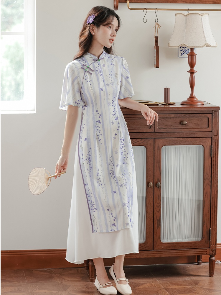 Purple maiden dress Chinese style cheongsam