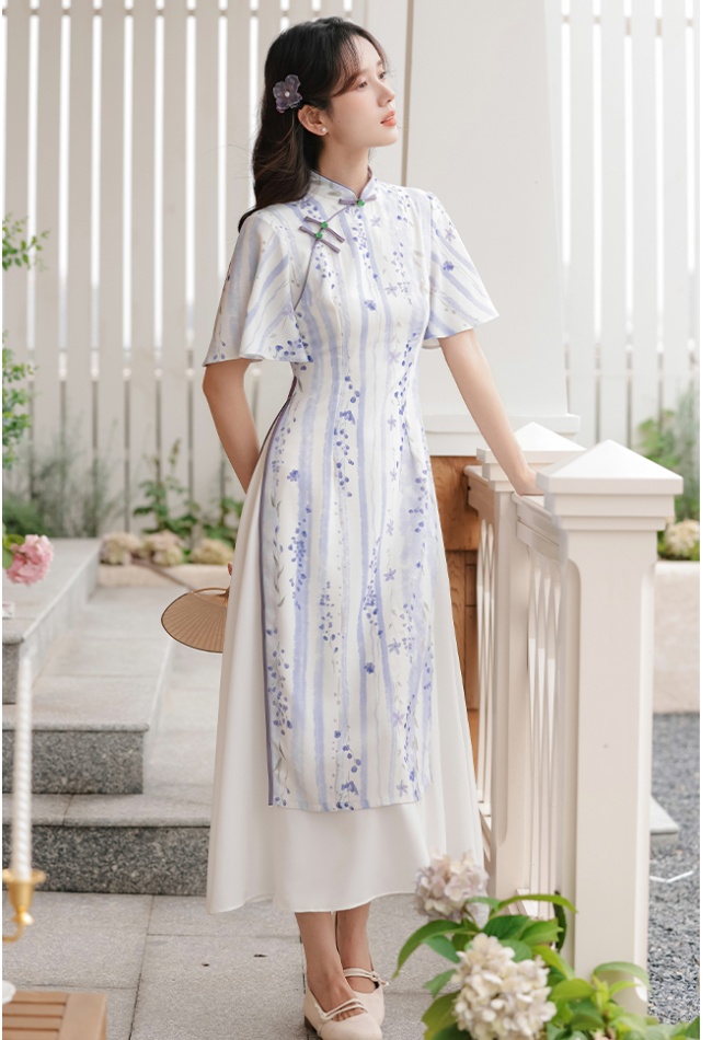 Purple maiden dress Chinese style cheongsam