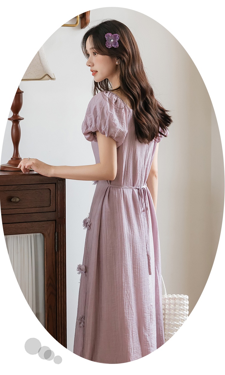 Summer flowers V-neck frenum tender dress for women