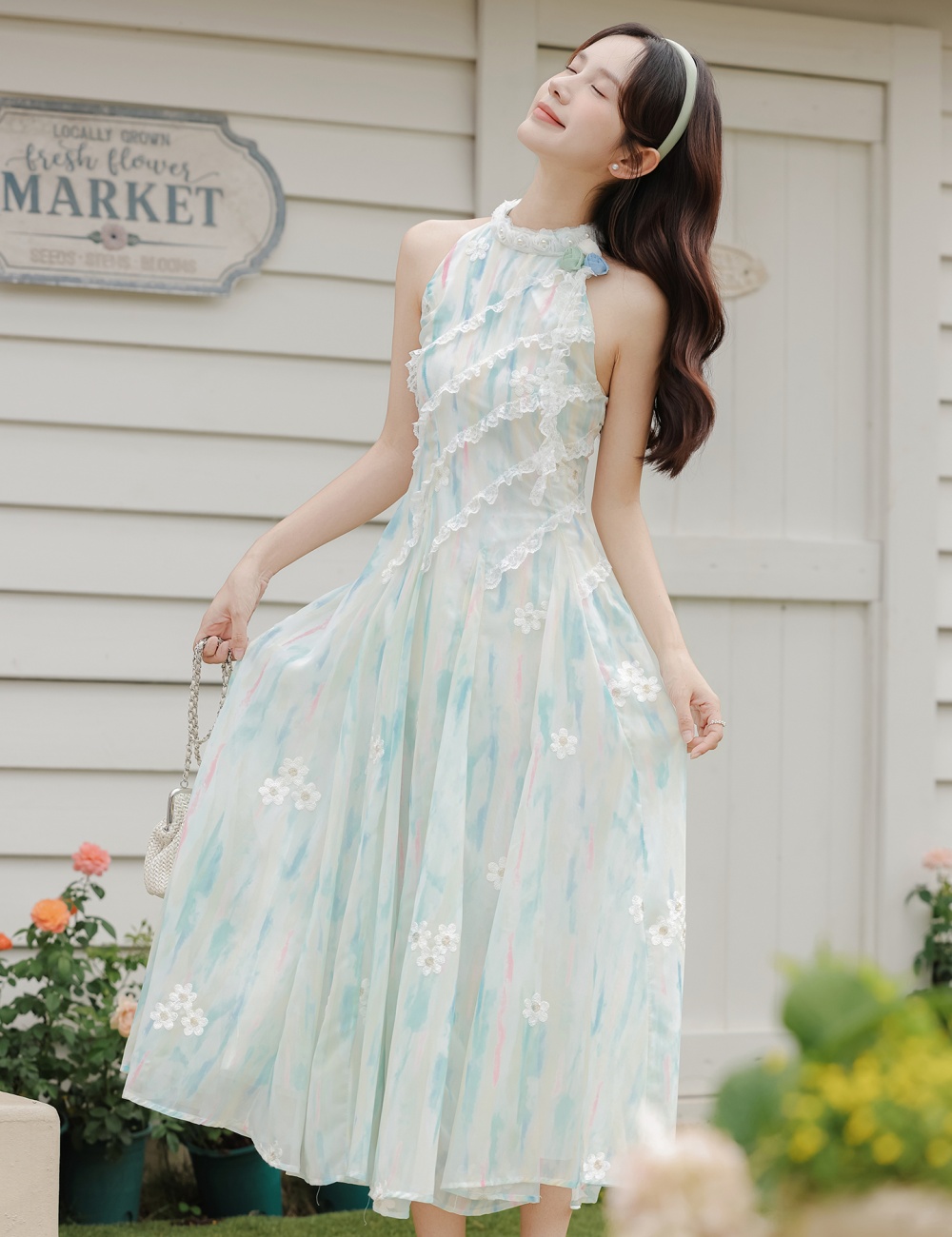 Sweet irregular long dress France style dress for women