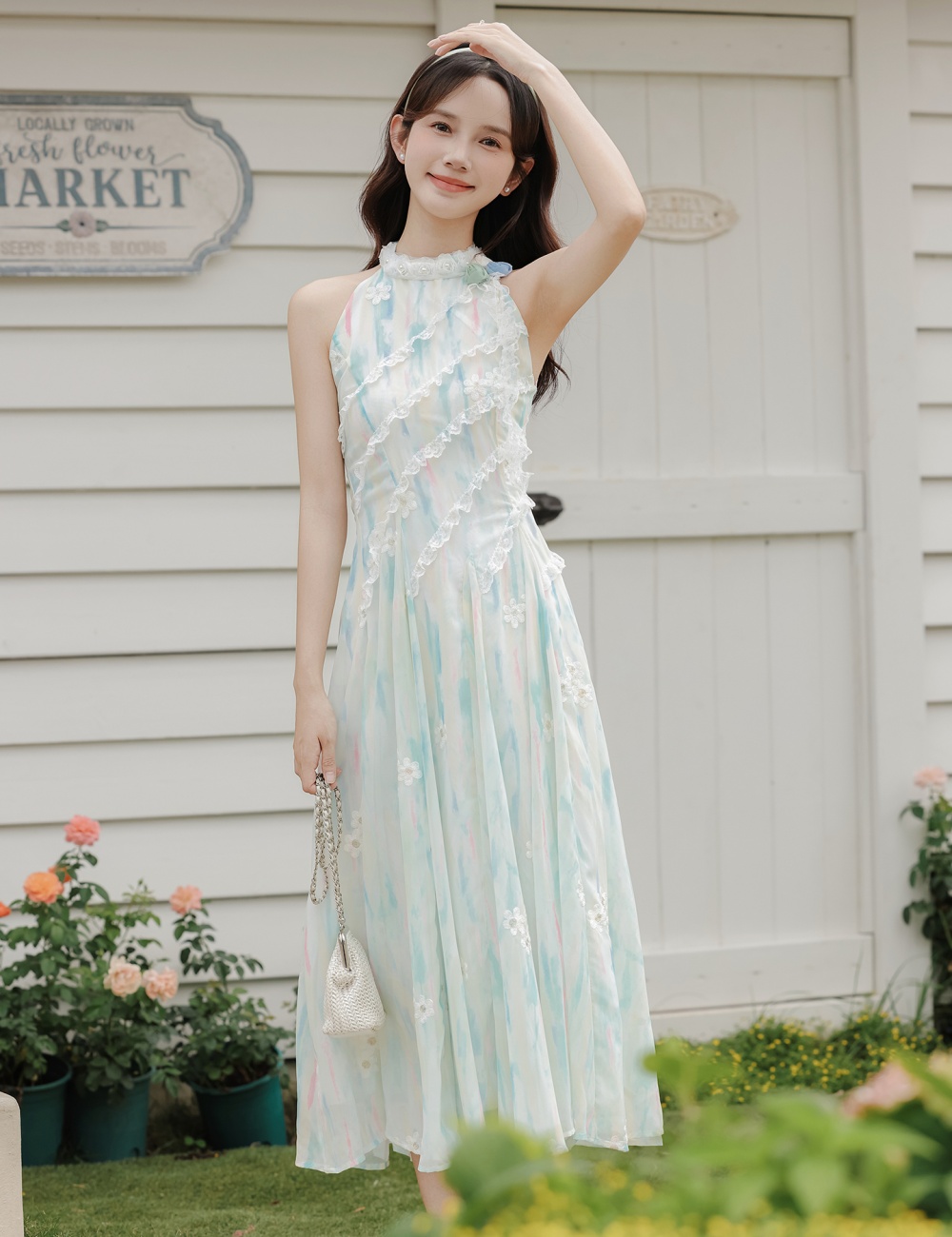 Sweet irregular long dress France style dress for women