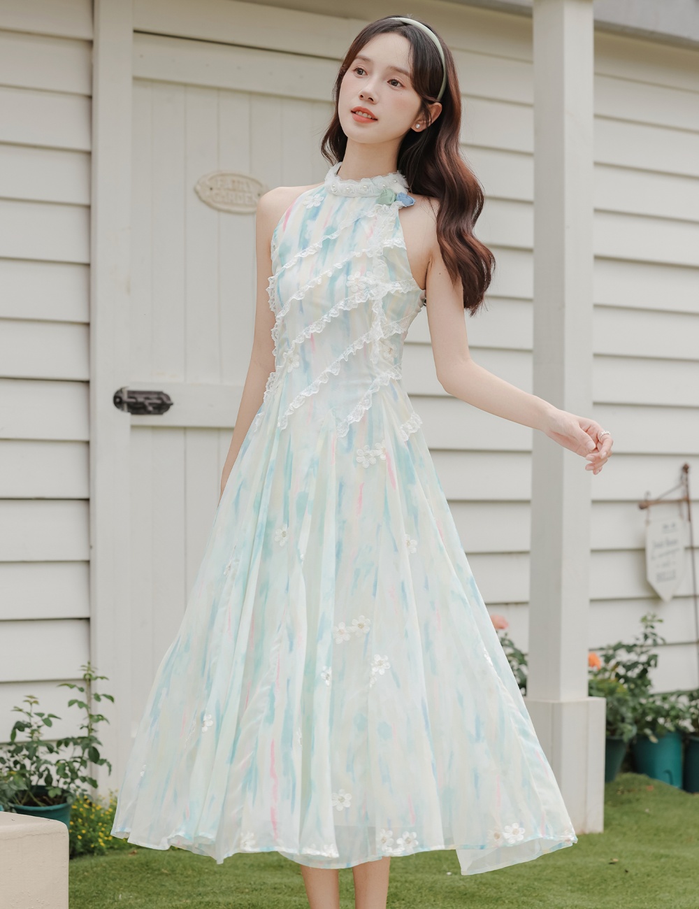 Sweet irregular long dress France style dress for women