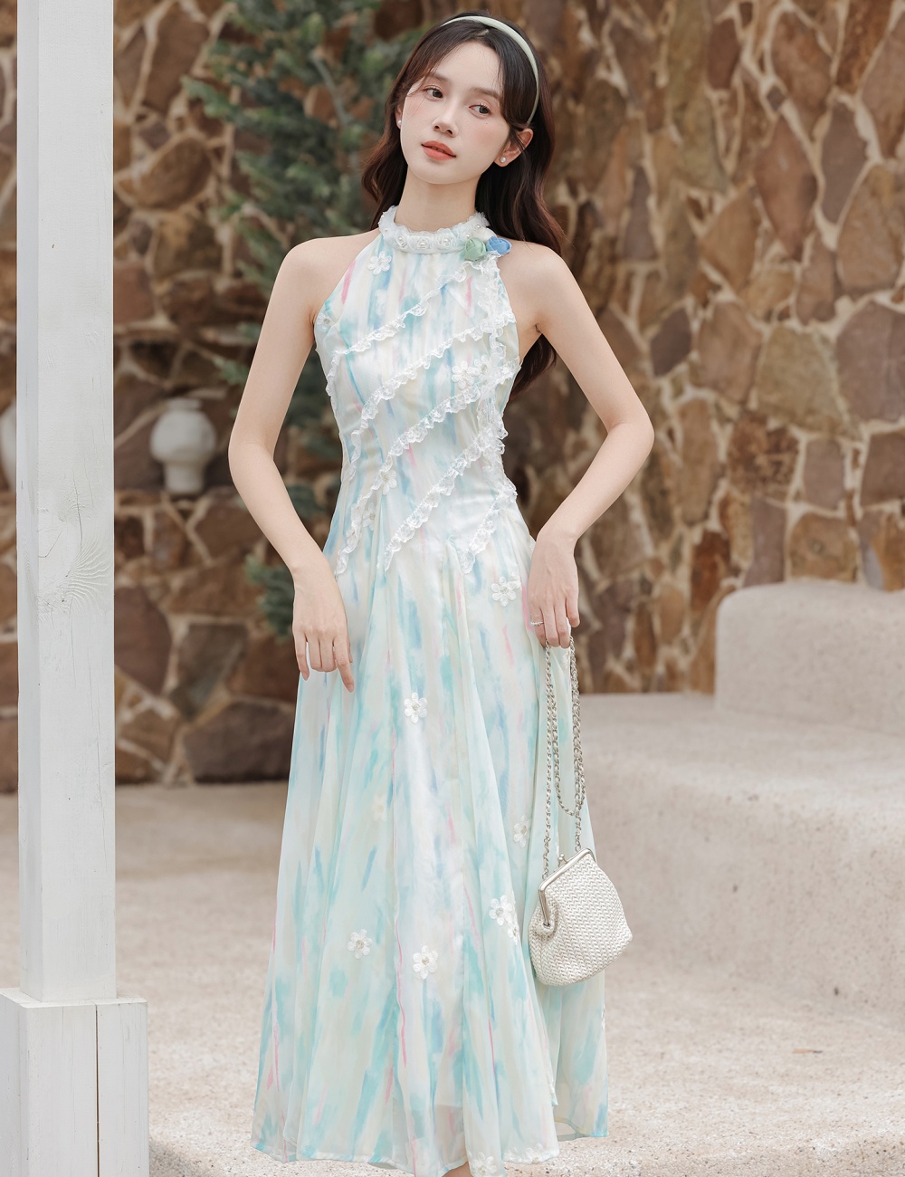 Sweet irregular long dress France style dress for women