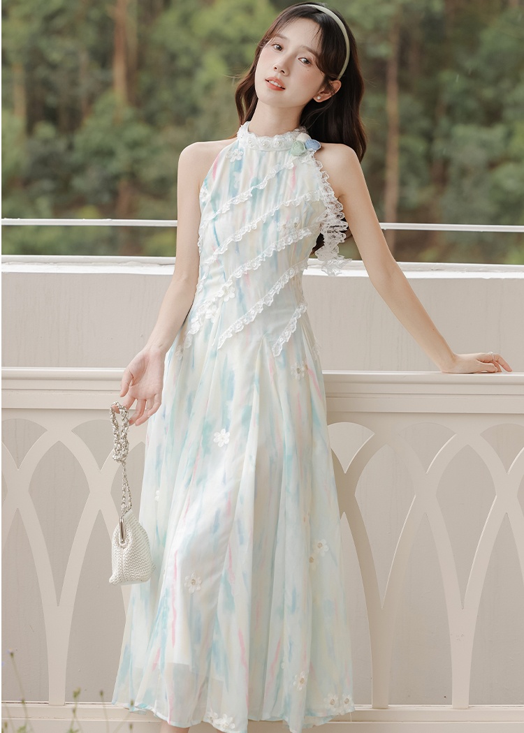 Sweet irregular long dress France style dress for women