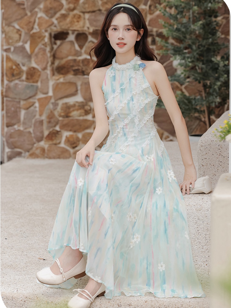Sweet irregular long dress France style dress for women