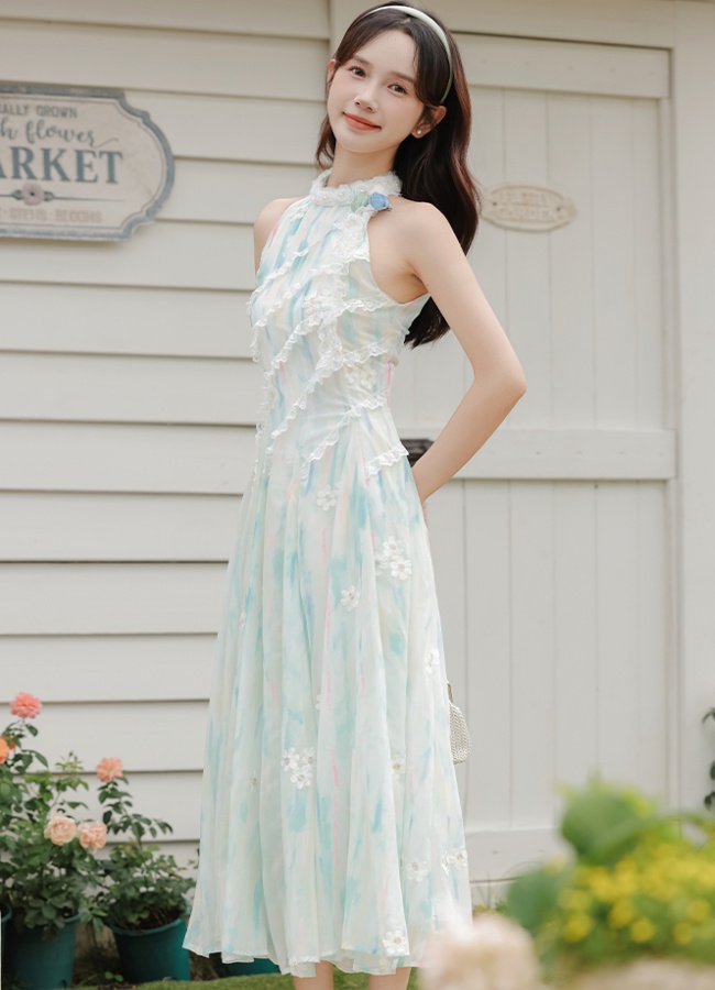 Sweet irregular long dress France style dress for women