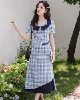 Pinched waist long dress college style dress for women