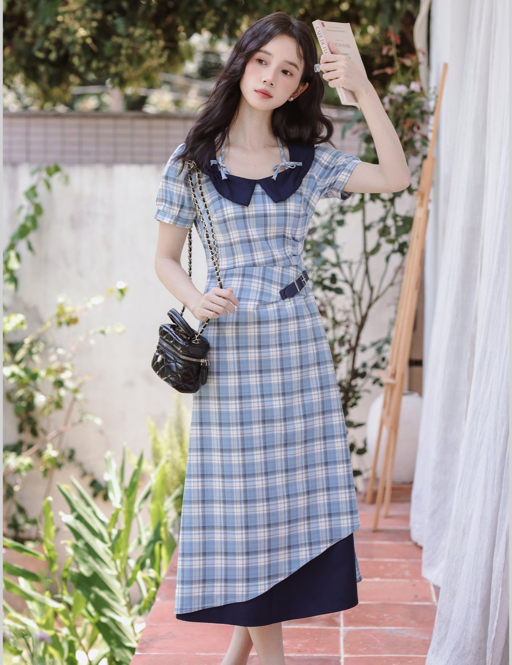 Pinched waist long dress college style dress for women