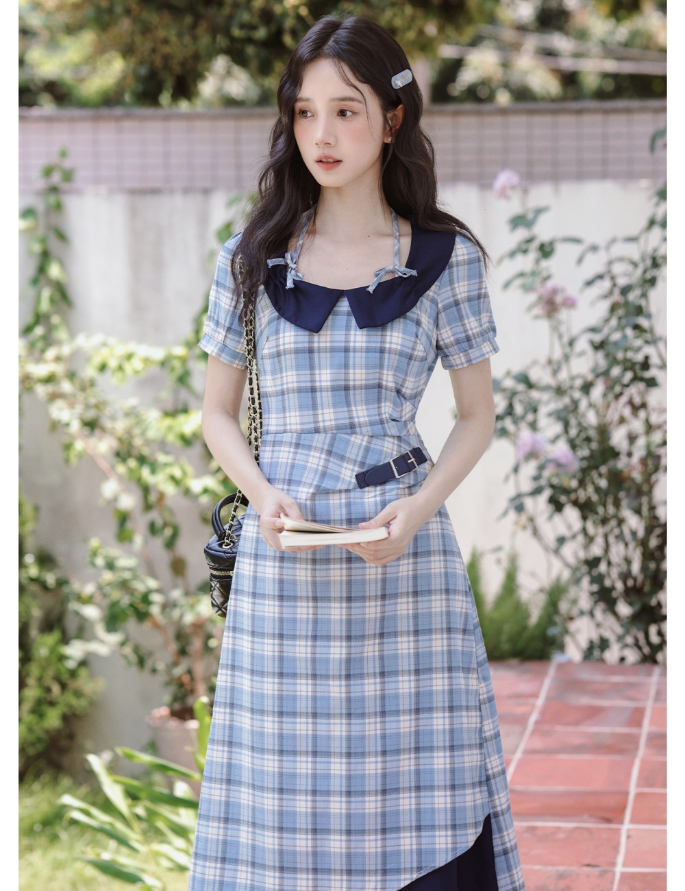 Pinched waist long dress college style dress for women