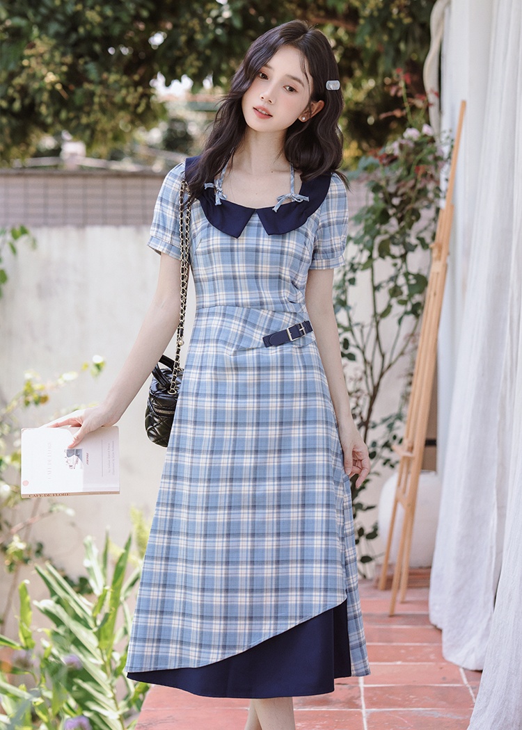 Pinched waist long dress college style dress for women