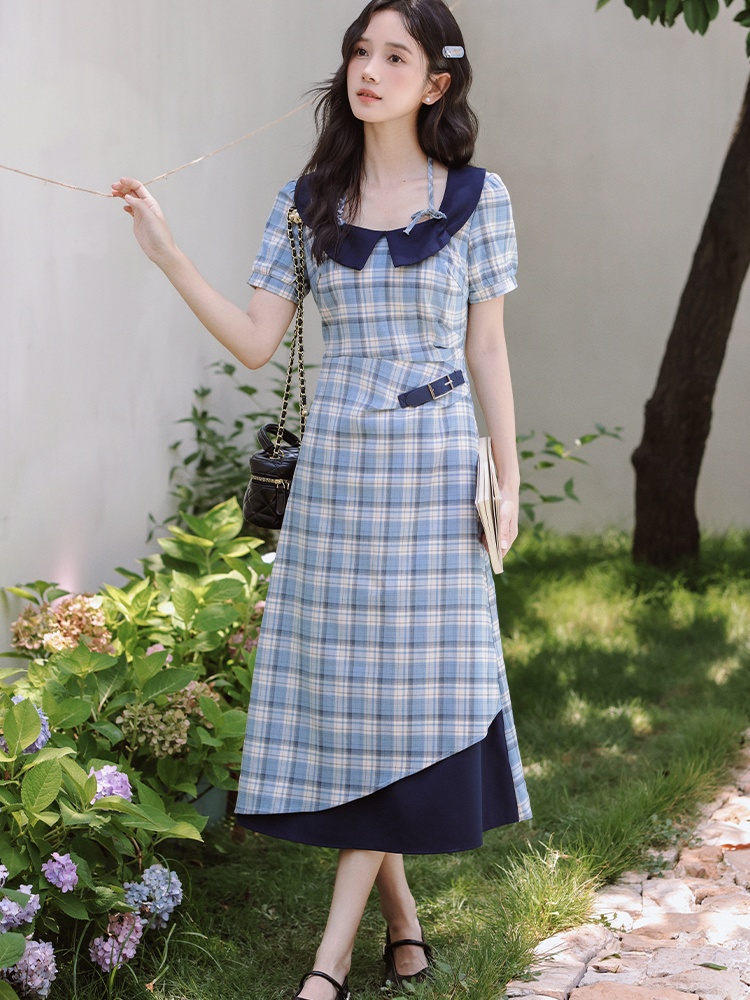 Pinched waist long dress college style dress for women