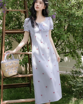 Summer A-line long dress stripe dress for women