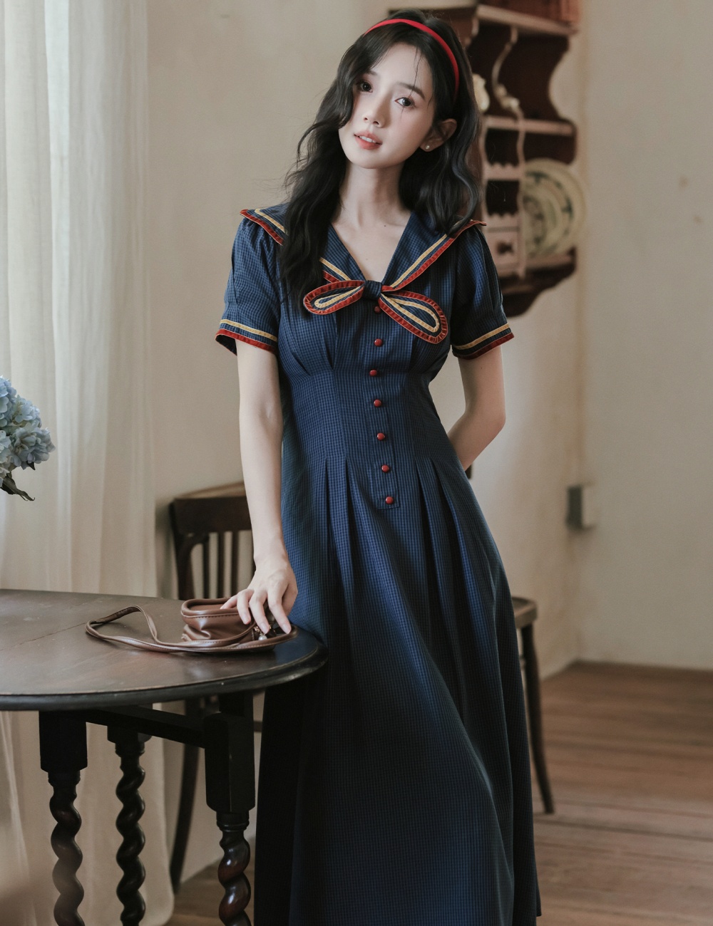 College slim dress student Woolen dress for women