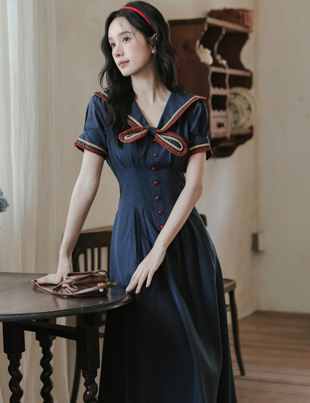 College slim dress student Woolen dress for women
