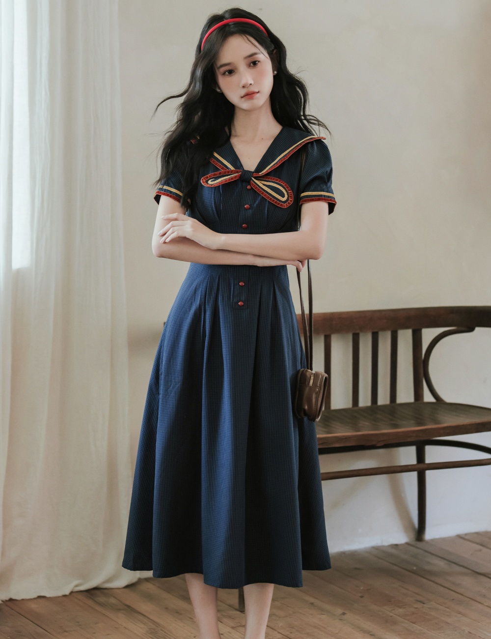 College slim dress student Woolen dress for women