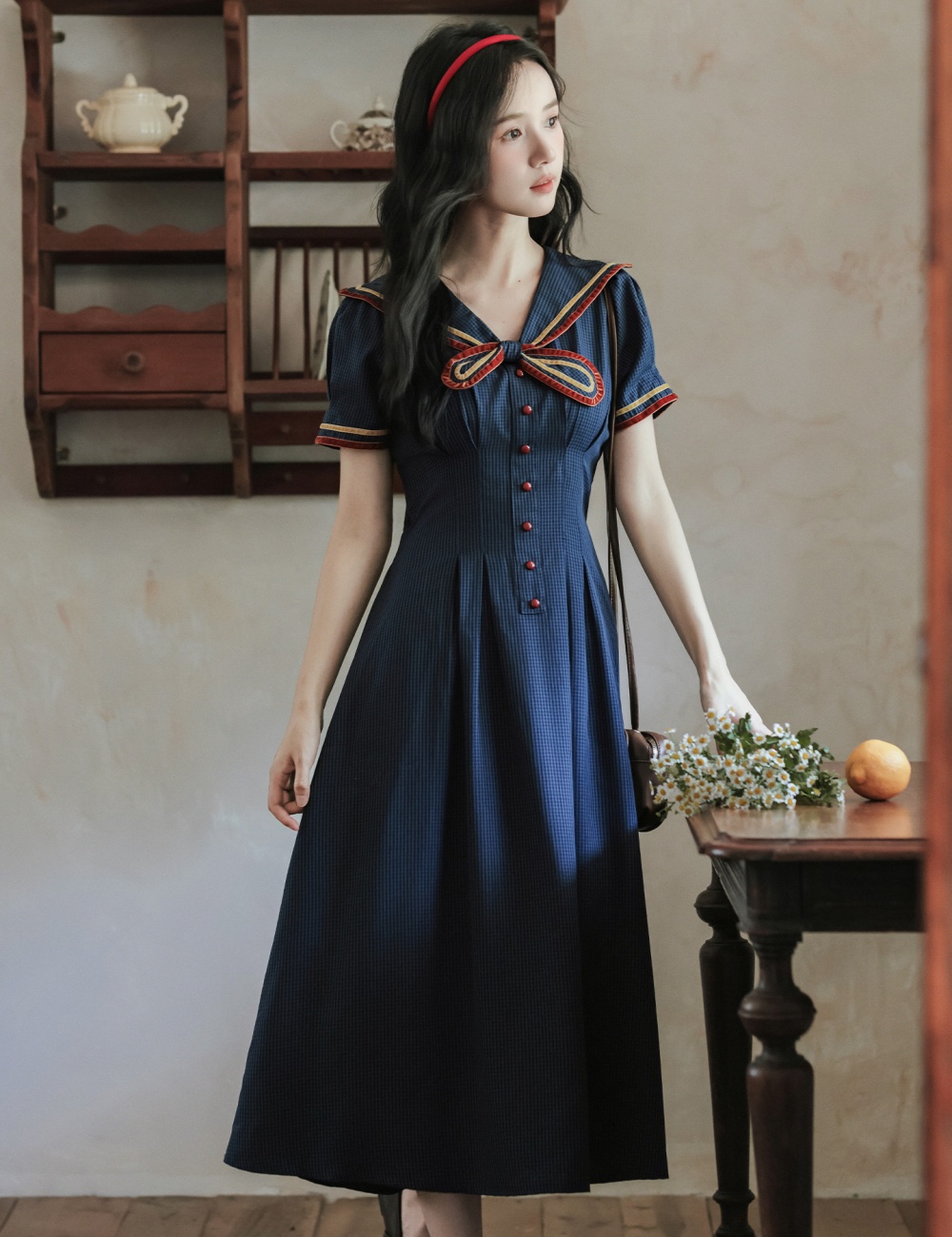 College slim dress student Woolen dress for women