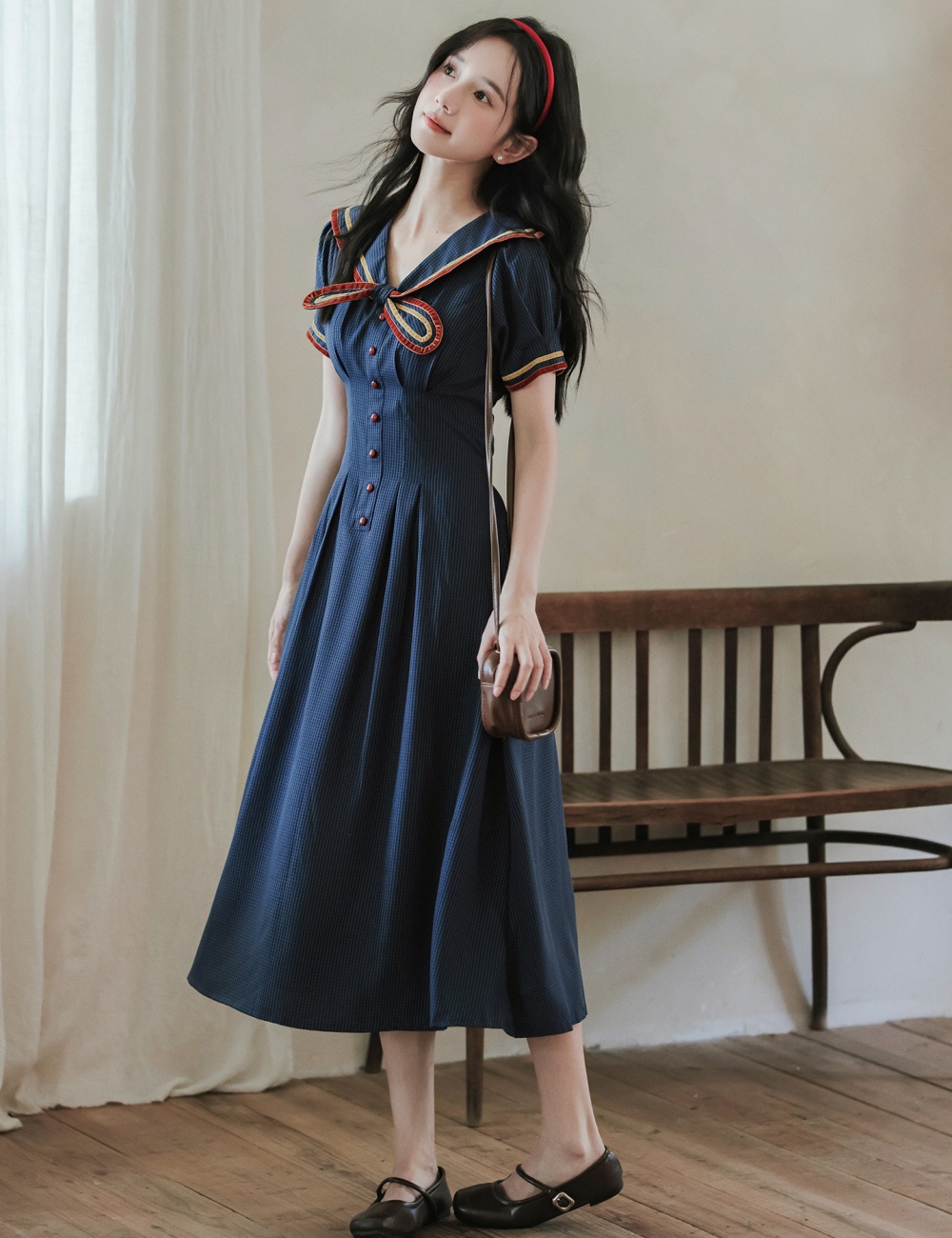 College slim dress student Woolen dress for women