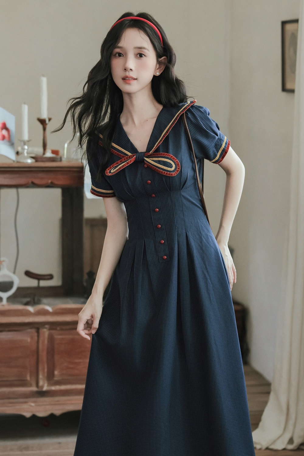 College slim dress student Woolen dress for women