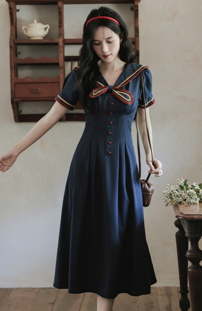 College slim dress student Woolen dress for women