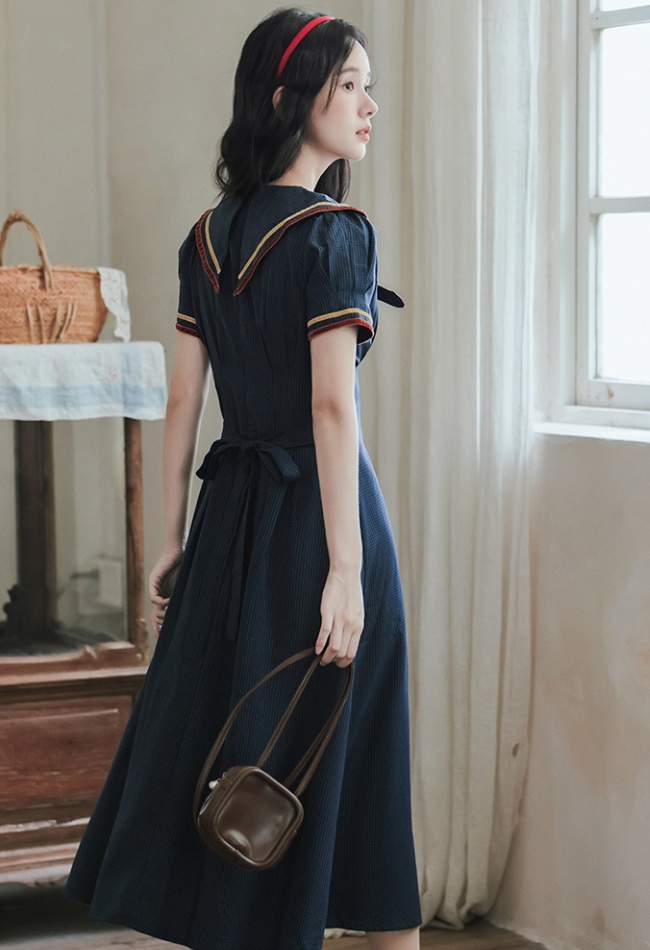 College slim dress student Woolen dress for women