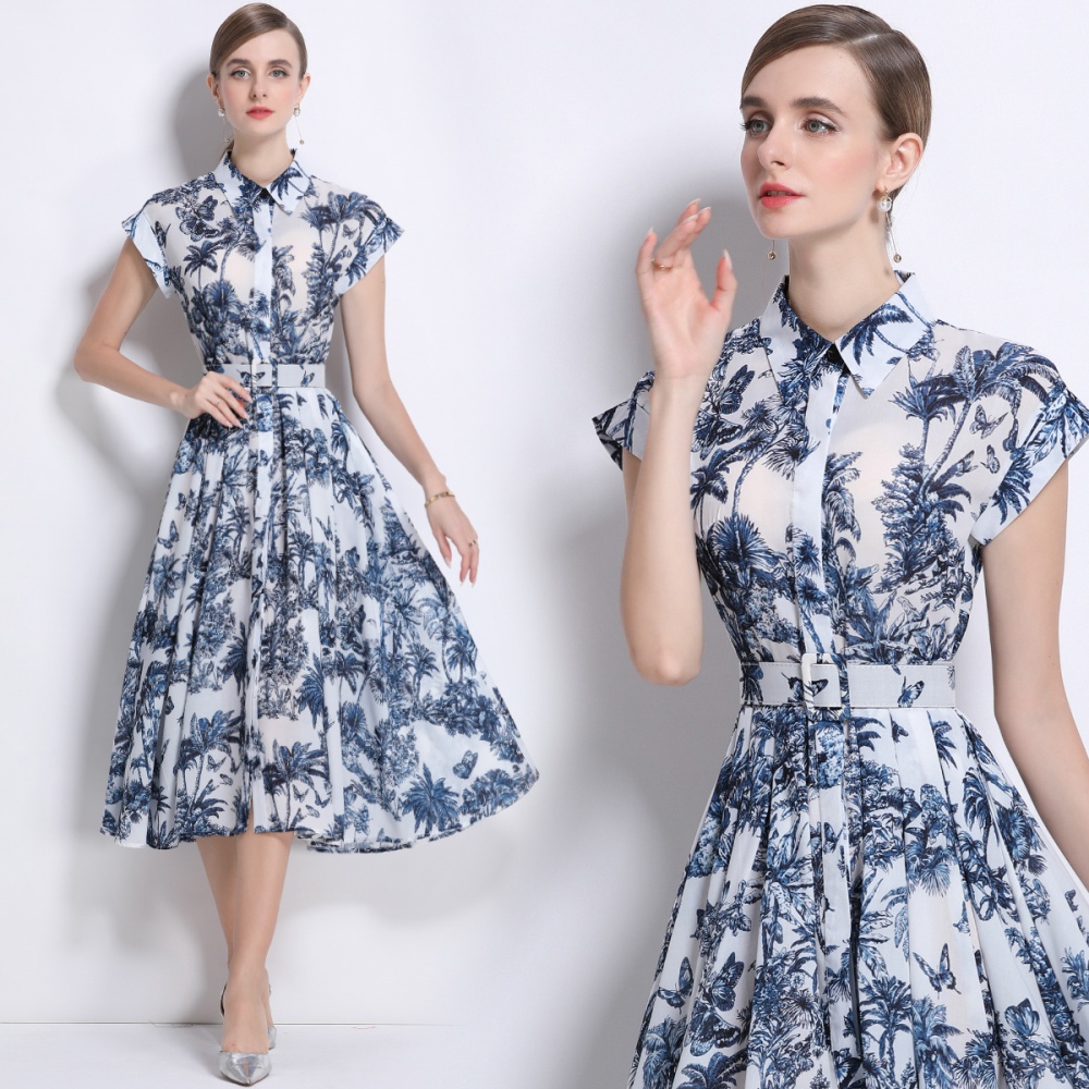 Short sleeve printing dress summer shirt