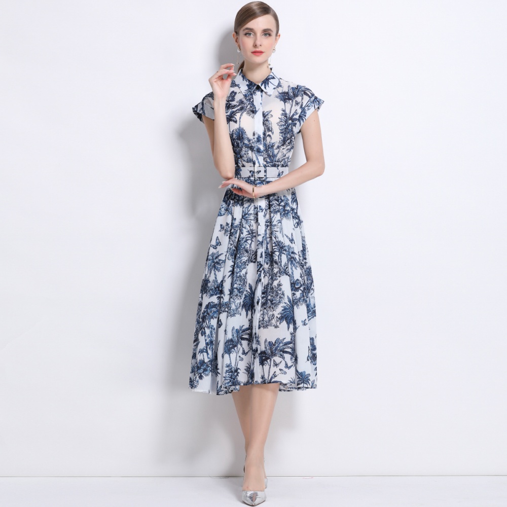 Short sleeve printing dress summer shirt