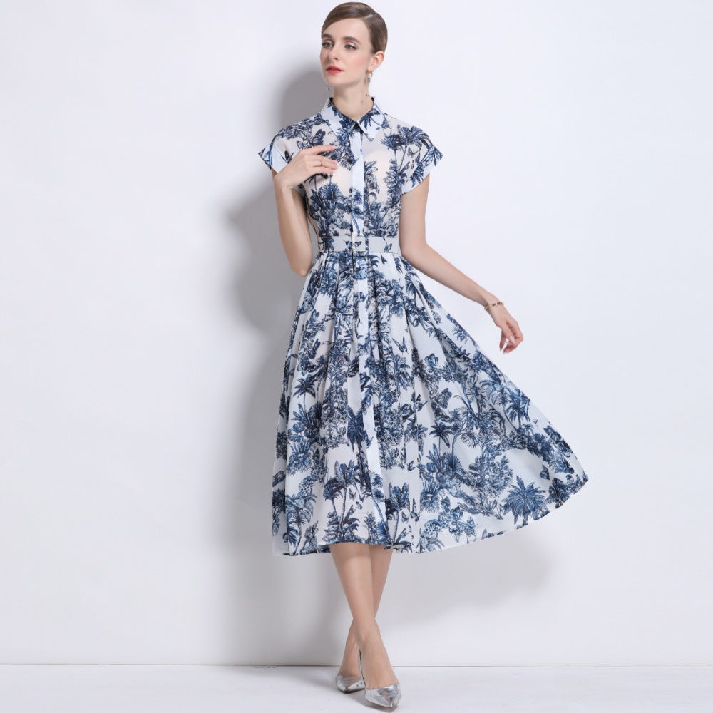 Short sleeve printing dress summer shirt