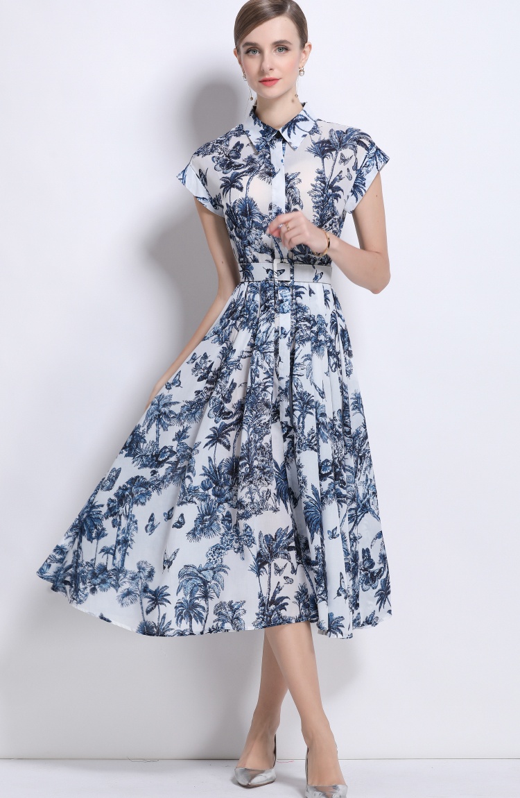 Short sleeve printing dress summer shirt