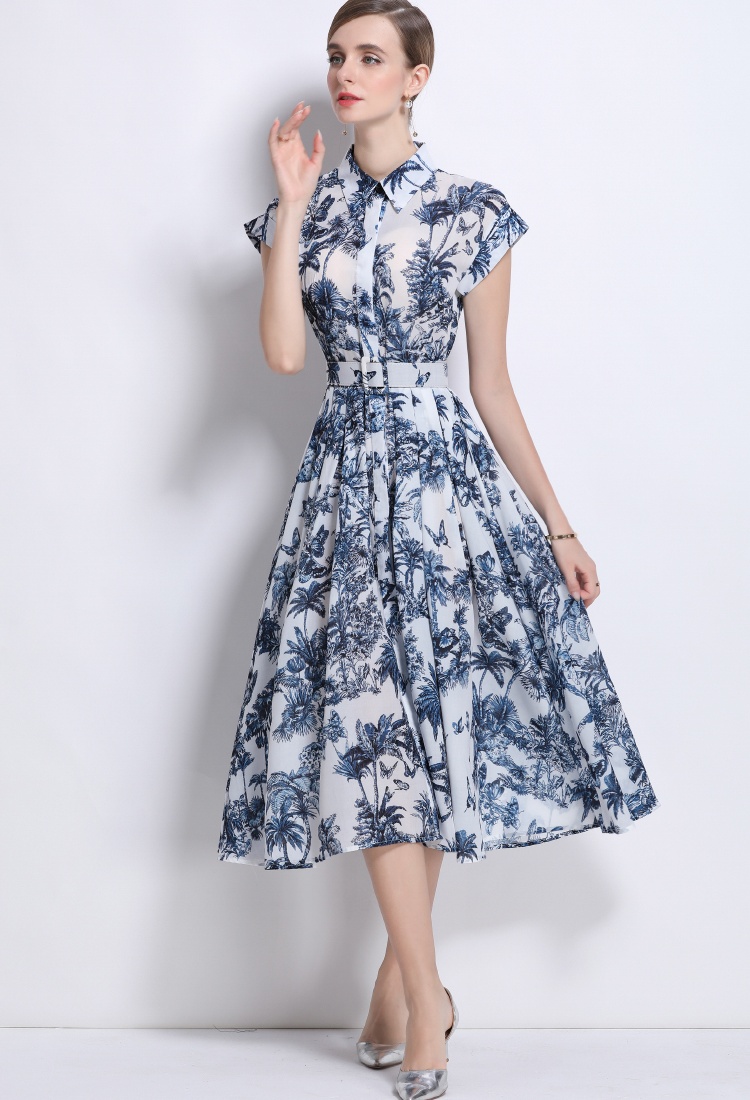 Short sleeve printing dress summer shirt