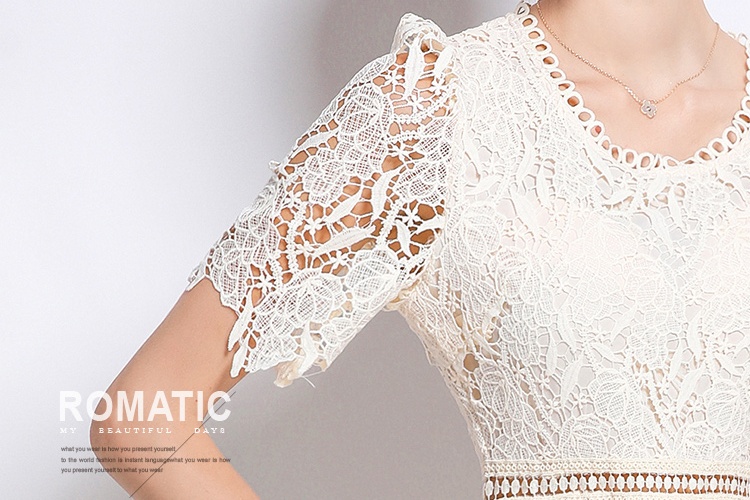 Lace slim round neck light luxury fashion dress