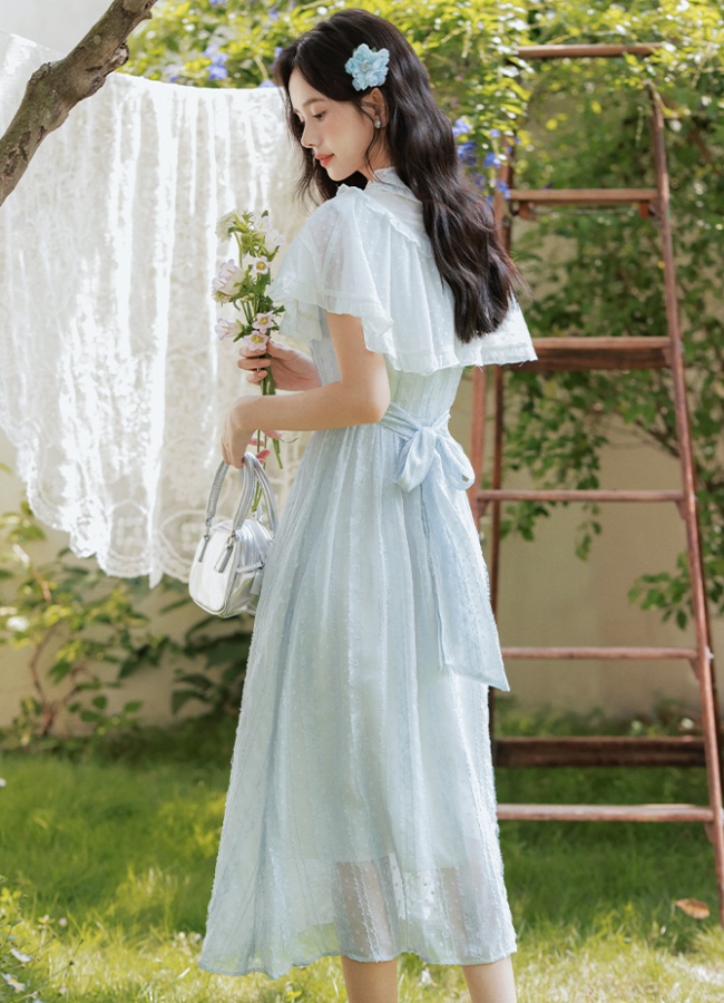 Retro France style dress jacquard summer long dress