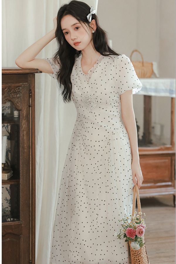 Summer temperament long dress polka dot dress for women