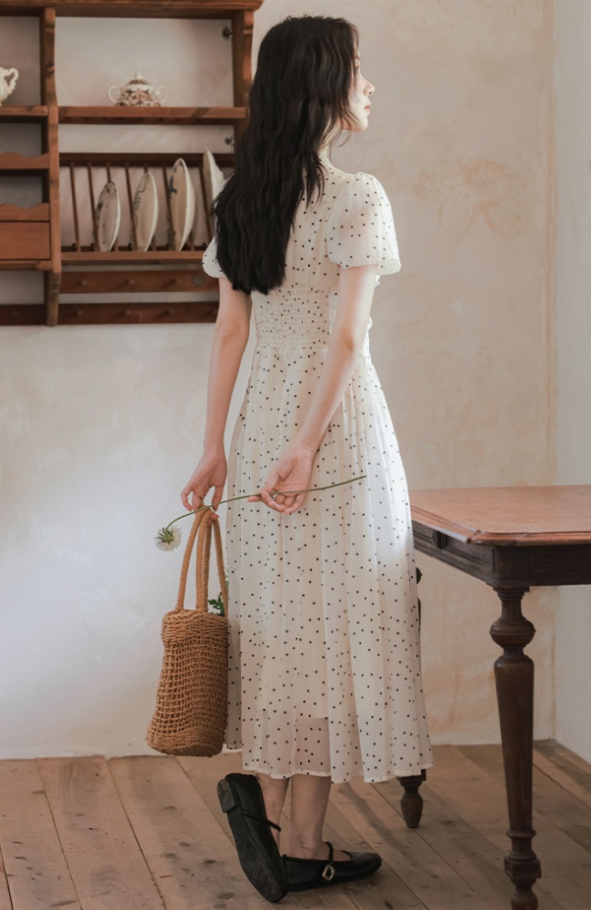 Summer temperament long dress polka dot dress for women