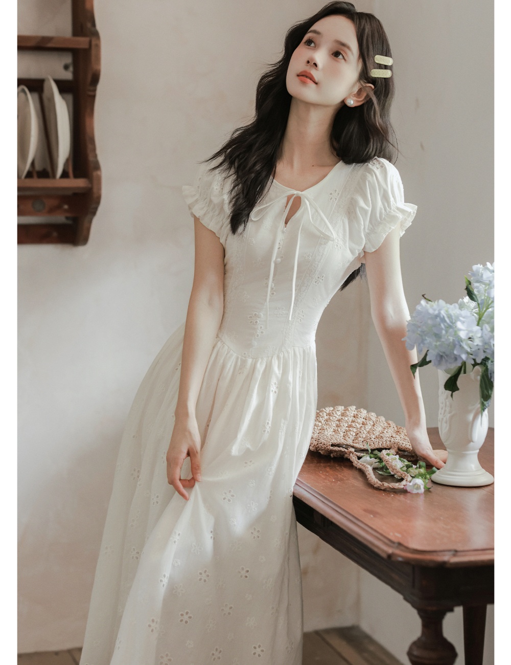 Romantic Casual tender pinched waist vacation dress