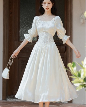 White splice commuting summer court style dress