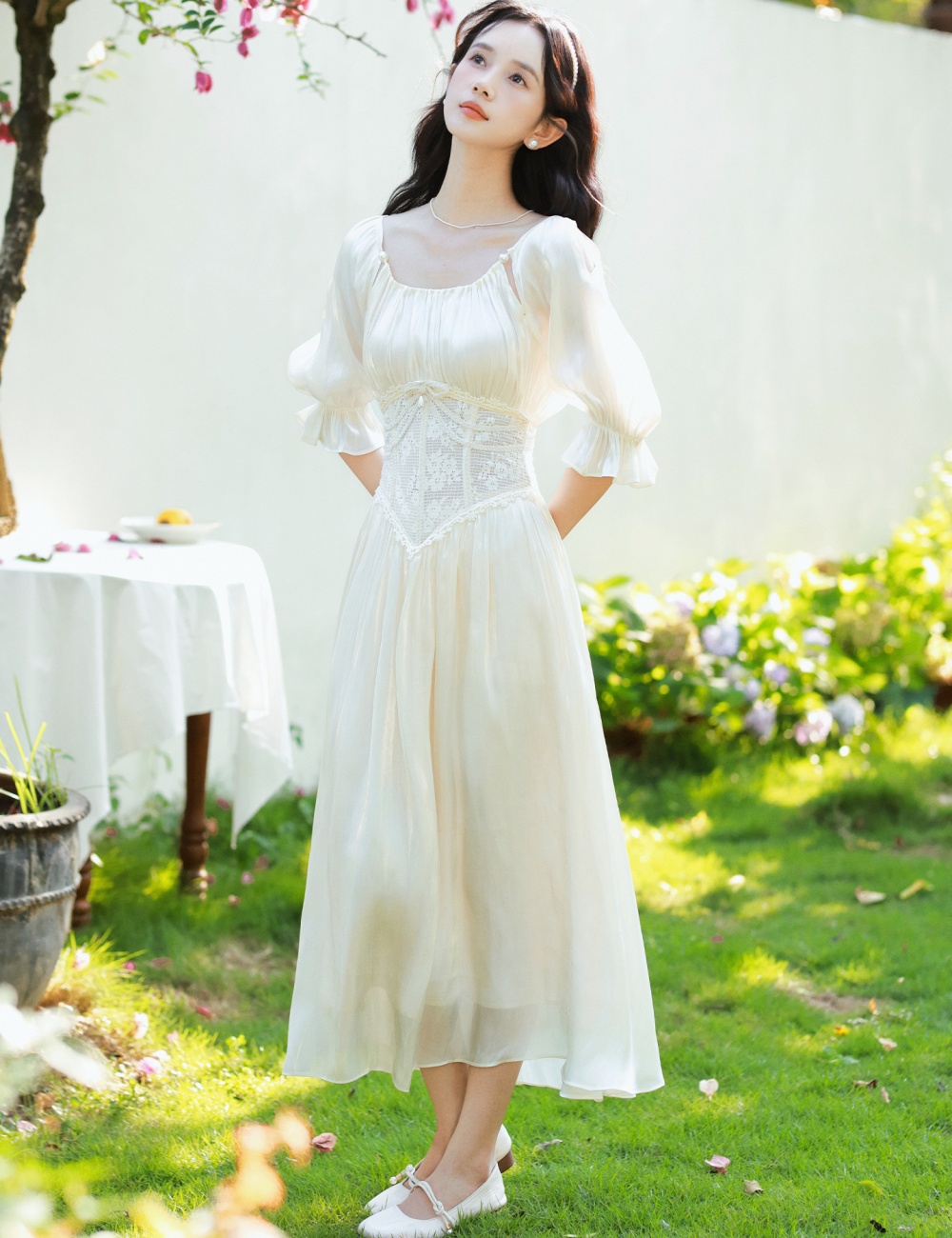 White splice commuting summer court style dress