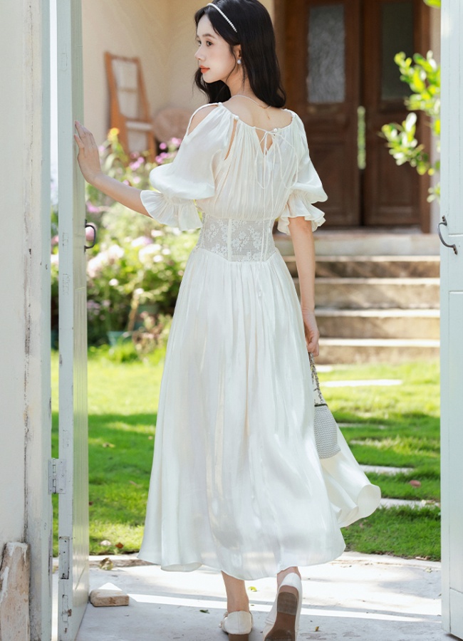 White splice commuting summer court style dress