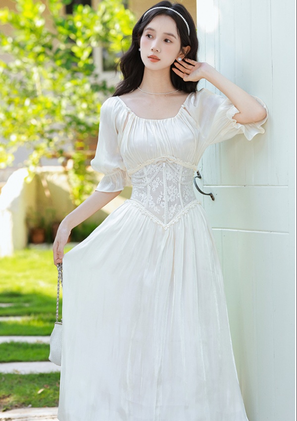 White splice commuting summer court style dress