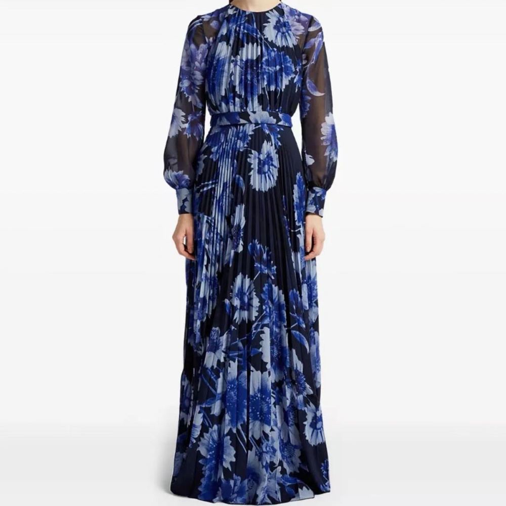 Round neck elegant big skirt pinched waist dress