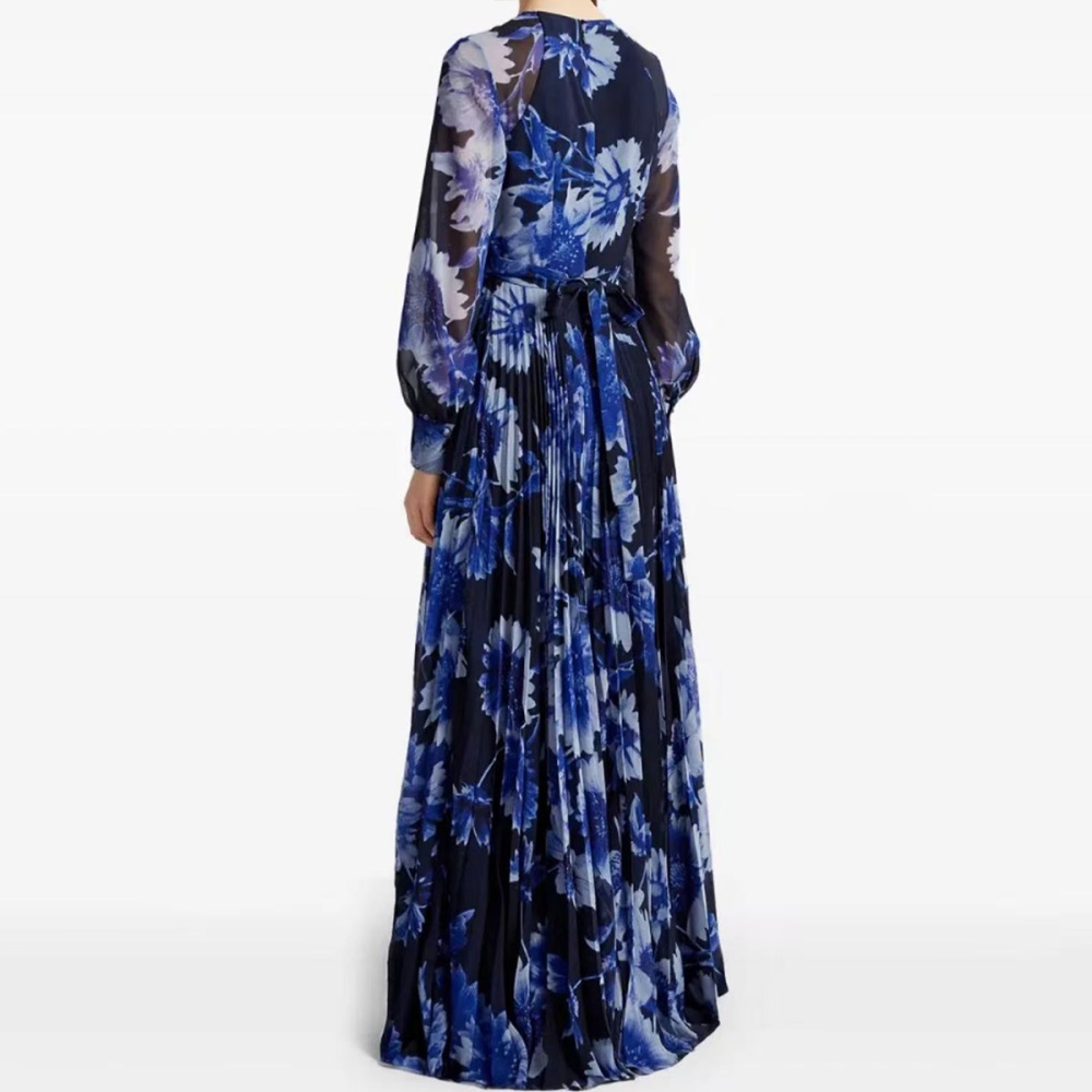 Round neck elegant big skirt pinched waist dress