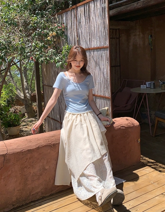 Lace all-match vacation summer irregular Korean style skirt