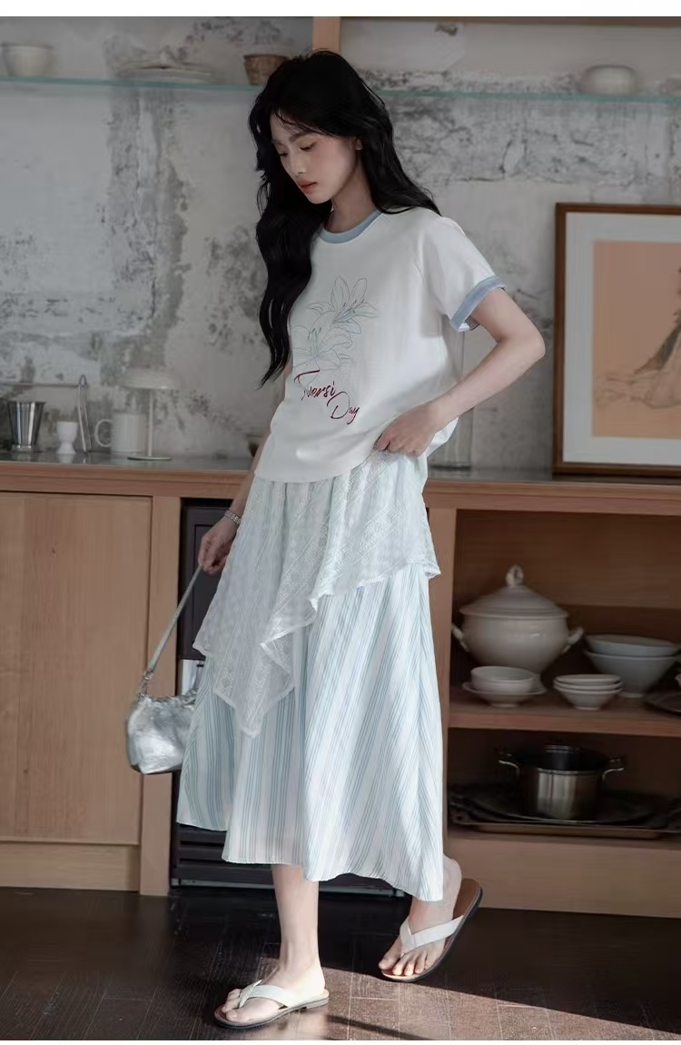 Splice summer skirt France style long dress