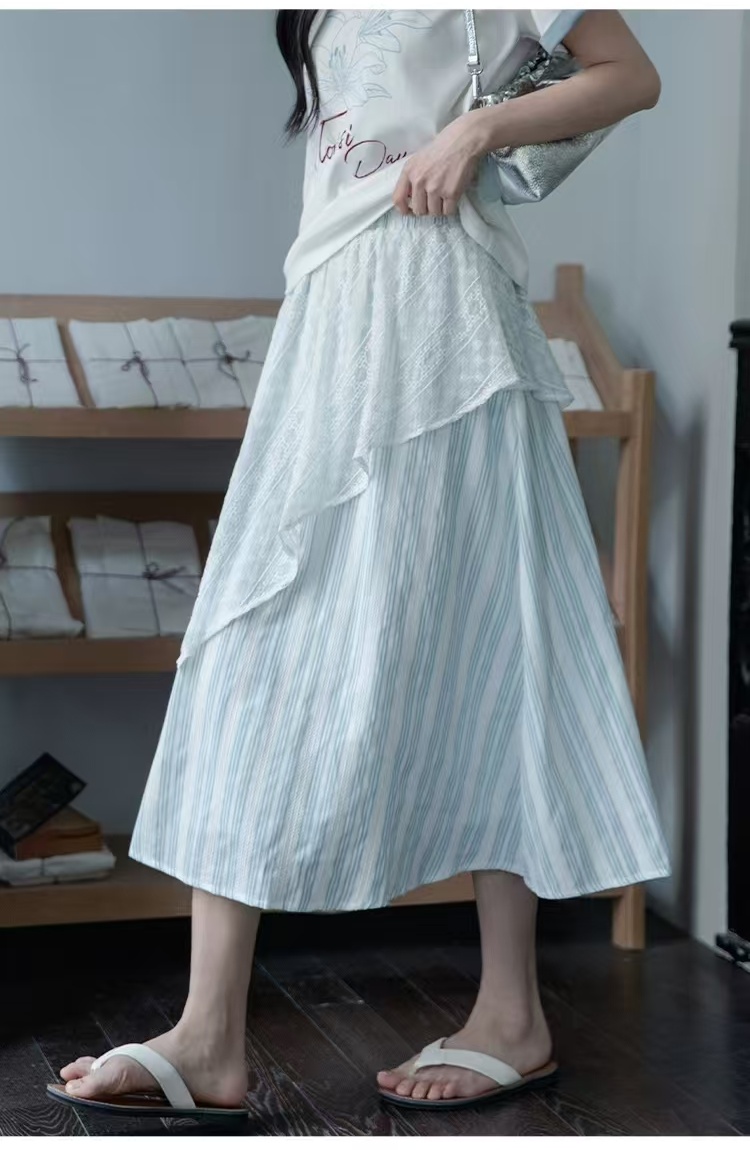 Splice summer skirt France style long dress