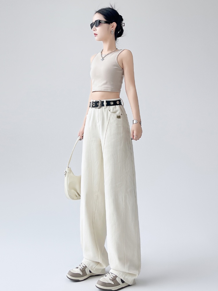 Light-blue loose long pants mopping lengthen jeans