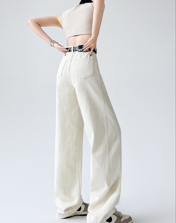 Light-blue loose long pants mopping lengthen jeans